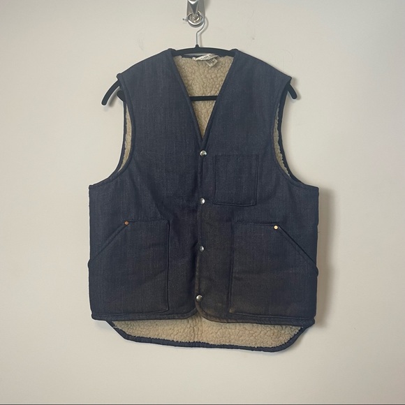 Vintage Other - Vintage 70's/80's Sellers, Inc. Denim Snap Vest with Sherpa Lining, Size M